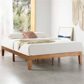 Solid Wood Platform Bed Frame in Natural Wooden Finish (size: KING)