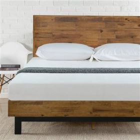 Solid Wood Modern Platform Bed Frame with Adjustable Height Headboard (size: KING)