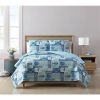 Aqua Blue Cream Beach Sea Shells Coral Fish Coastal 3-Piece Quilt Set