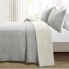 3-Piece Reversible Cotton Yarn Woven Quilt Set in Grey Cream