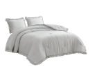 Grey Stone Washed Ruffled Edge Microfiber Comforter Set