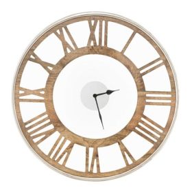 Classic Farmhouse Natural Wood Roman Numerals Wall Clock (size: 20 Inch)