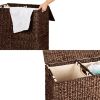 2-Bin Handwoven Hyacinth Linen Liner Laundry Hamper w/ Handles