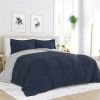 Microfiber Reversible Comforter Set in Navy Blue and Grey
