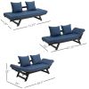 3 In 1 Convertible Sofa Chaise Lounger Bed with  2 Large Pillows