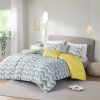 Reversible Comforter Set in Grey White Yellow Chevron Stripe