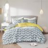 Reversible Comforter Set in Grey White Yellow Chevron Stripe