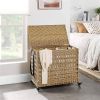 PP Rattan 3-Basket Laundry Hamper Sorter Cart with Removable Cotton Bags
