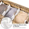 PP Rattan 3-Basket Laundry Hamper Sorter Cart with Removable Cotton Bags
