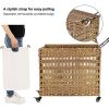 PP Rattan 3-Basket Laundry Hamper Sorter Cart with Removable Cotton Bags