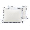 White Navy Scalloped Edge Reversible Thin Light Quilt Set