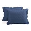 White Navy Scalloped Edge Reversible Thin Light Quilt Set