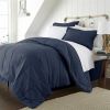 Navy Microfiber Baffle-Box 6-Piece Reversible Bed-in-a-Bag Comforter Set