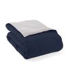 Microfiber Reversible Comforter Set in Navy Blue and Grey