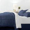 Navy Microfiber Baffle-Box 6-Piece Reversible Bed-in-a-Bag Comforter Set