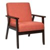 Retro Modern Classic Linen Wide Accent Chair with Espresso Wood Frame