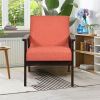 Retro Modern Classic Linen Wide Accent Chair with Espresso Wood Frame