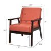 Retro Modern Classic Linen Wide Accent Chair with Espresso Wood Frame