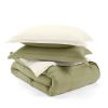 Microfiber Reversible Comforter Set in Sage Green/Cream