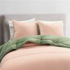 Lightweight Reversible Quilted Comforter Set in Green/Pink