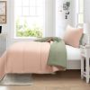 Lightweight Reversible Quilted Comforter Set in Green/Pink