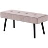 Mid-Century Corduroy Upholstered End of Bed Bench with Black Metal Legs