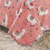 Pink Blue Reversible Floral Llama 100-Percent Cotton Quilt Set