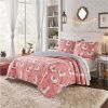 Pink Blue Reversible Floral Llama 100-Percent Cotton Quilt Set