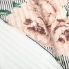 Polyester Black White Striped Rose Floral Piece Quilt Set
