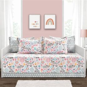 6 Piece Lightweight Daybed Cover Set (Color: Pink/Teal/Orange)
