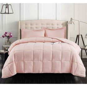 Pink 3 Piece Microfiber Reversible Comforter Set (size: QUEEN)