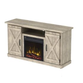 FarmHouse Rustic TV Entertainment Electric Fireplace (Color: Pine)