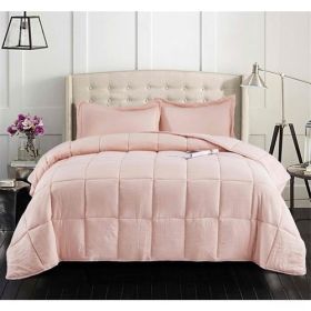 Pink 3 Piece Microfiber Reversible Comforter Set (size: TWIN)
