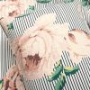 Polyester Black White Striped Rose Floral Piece Quilt Set