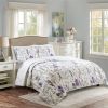 Lightweight Purple Grey White Floral Quilt Set
