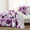 Purple Grey Flowers Lightweight Polyester Microfiber Quilt Set