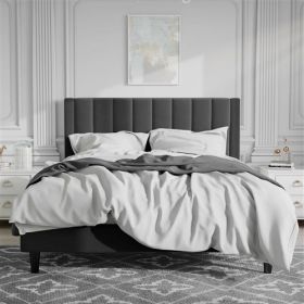 Black Velvet Upholstered Platform Bed Frame with Headboard (size: QUEEN)