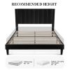 Black Velvet Upholstered Platform Bed Frame with Headboard