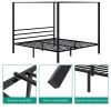 Modern Four Poster Metal Canopy Bed in Black Finish