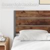 Modern Farmhouse Metal Platform Bed Frame with Brown Wood Headboard