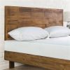 Solid Wood Modern Platform Bed Frame with Adjustable Height Headboard