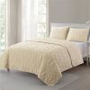Coastal Beach Starfish Seashells Sea Horse Sand Tan 3-Piece Quilt Set