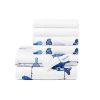Blue White Floral Birds on Wire Soft Polyester 6 Piece Sheet Set