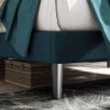 Adjustable Height Platform Bed Frame with Blue Upholstered Headboard