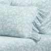 Polyester Blue Ruffle Floral 6 Piece Sheet Set
