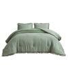 Oversized Sage Microfiber 3-Piece Comforter Set with Ruffled Edge Trim