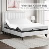 White Velvet Upholstered Platform Bed Frame with Headboard
