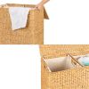 2-Bin Handwoven Hyacinth Linen Liner Laundry Hamper w/ Handles