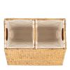 2-Bin Handwoven Hyacinth Linen Liner Laundry Hamper w/ Handles