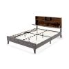 Velvet Upholstered Open/Close Storage Headboard Platform Bed